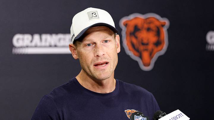 Chicago Bears head coach Ben Johnson speaks during Training Camp at Halas Hall. Chicago Bears head coach Ben Johnson speaks during Training Camp at Halas Hall.