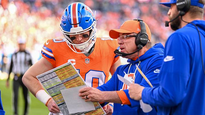 DENVER, CO - JANUARY 04: Denver Head Coach, Sean Payton and Bo Nix 10 of the Denver Broncos, discuss a play during a game between the Los Angeles Chargers and the Denver Broncos at Empower Field at Mile High in Denver, CO on January 04, 2026. DENVER, CO - JANUARY 04: Denver Head Coach, Sean Payton and Bo Nix 10 of the Denver Broncos, discuss a play during a game between the Los Angeles Chargers and the Denver Broncos at Empower Field at Mile High in Denver, CO on January 04, 2026.