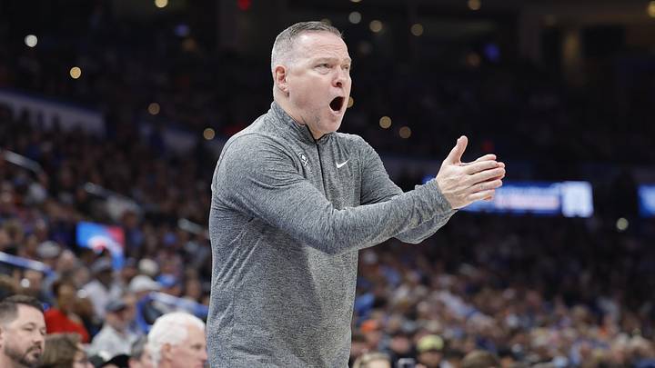 Mar 10, 2025; Oklahoma City, Oklahoma, USA; Denver Nuggets head coach Michael Malone gestures to his team during a play against the Oklahoma City Thunder during the second quarter at Paycom Center. Mandatory Credit: Alonzo Adams-Imagn Images Mar 10, 2025; Oklahoma City, Oklahoma, USA; Denver Nuggets head coach Michael Malone gestures to his team during a play against the Oklahoma City Thunder during the second quarter at Paycom Center. Mandatory Credit: Alonzo Adams-Imagn Images