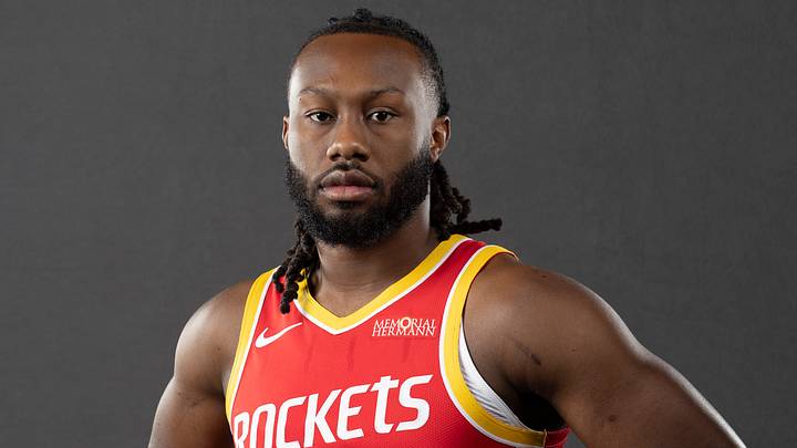 Sep 22, 2026; Houston, TX, USA;  Houston Rockets guard Bruce Thornton (2) poses for a picture during media day at Hilton Americas hotel. Mandatory Credit: Troy Taormina-Imagn Images