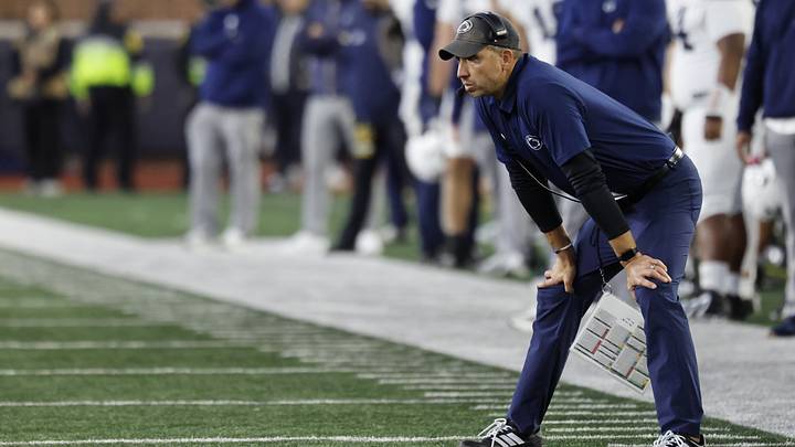 Penn State Nittany Lions head coach Matt Campbell looks on in the second half against the Michigan Wolverines at Michigan Stadium. 