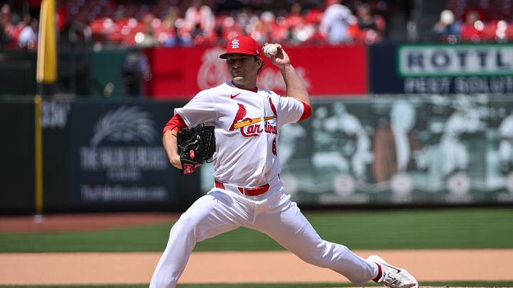 May 6, 2026; St. Louis, Missouri, USA; St. Louis Cardinals pitcher Jared Shuster (68) pitches against the Milwaukee Brewers during the seventh inning at Busch Stadium. Mandatory Credit: Jeff Curry-Imagn Images