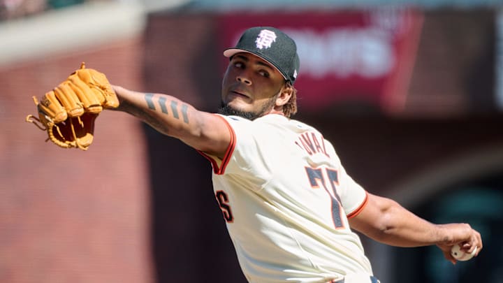 May 12, 2024; San Francisco, California, USA; San Francisco Giants pitcher Camilo Doval.