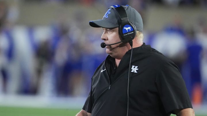 Kentucky’s Mark Stoops coaches against Georgia Saturday night at Kroger Field.
Sept. 14, 2024