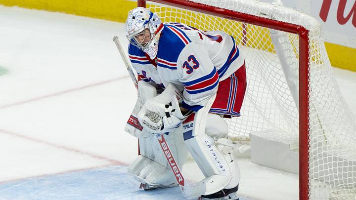 Oct 24, 2026; Ottawa, Ontario, CAN; New York Rangers goalie Dylan Garand (33) during the third period against the Ottawa Senators at the Canadian Tire Centre. Mandatory Credit: Marc DesRosiers-Imagn Oct 24, 2026; Ottawa, Ontario, CAN; New York Rangers goalie Dylan Garand (33) during the third period against the Ottawa Senators at the Canadian Tire Centre. Mandatory Credit: Marc DesRosiers-Imagn