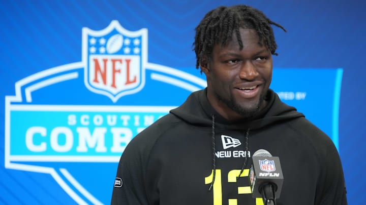 Feb 26, 2025; Indianapolis, IN, USA; South Carolina linebacker Demetrius Knight (LB13) during the 2025 NFL Scouting Combine at the Indiana Convention Center. Mandatory Credit: Kirby Lee-Imagn Images Feb 26, 2025; Indianapolis, IN, USA; South Carolina linebacker Demetrius Knight (LB13) during the 2025 NFL Scouting Combine at the Indiana Convention Center. Mandatory Credit: Kirby Lee-Imagn Images
