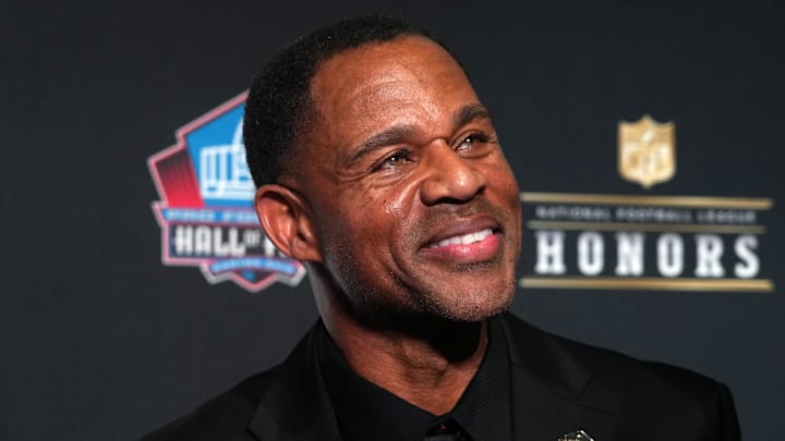 Feb 6, 2025; New Orleans, LA, USA; Eric Allen at the Pro Football Hall of Fame Class of 2025 press conference at the Saenger Theater.  Mandatory Credit: Kirby Lee-Imagn Images