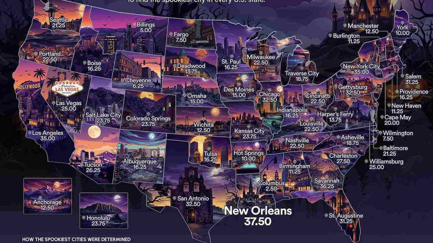 The Spookiest City in Every U.S. State, Mapped