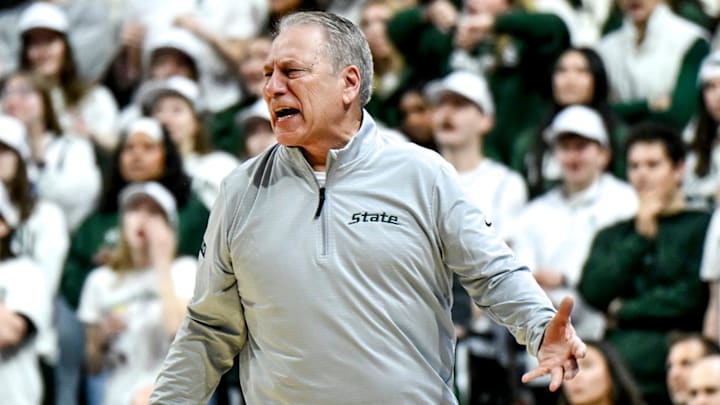 Michigan State's head coach Tom Izzo gets upset at a referee during the first half against Maryland on Saturday, Jan. 24, 2026, at the Breslin Center in East Lansing. Michigan State's head coach Tom Izzo gets upset at a referee during the first half against Maryland on Saturday, Jan. 24, 2026, at the Breslin Center in East Lansing.