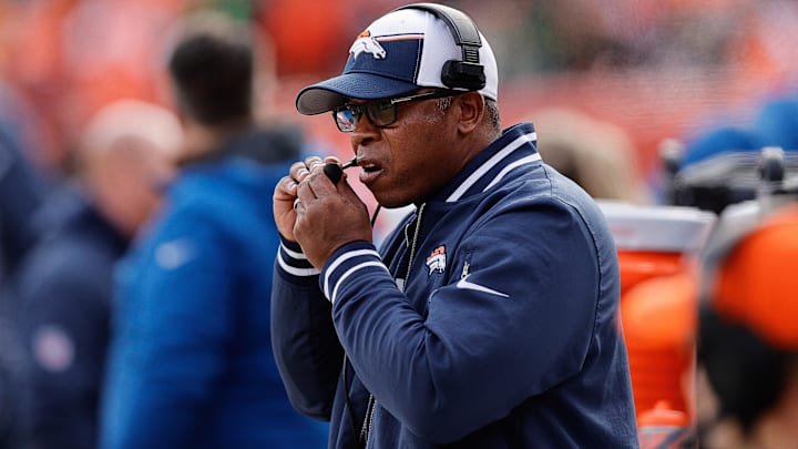 Dec 31, 2023; Denver, Colorado, USA; Denver Broncos defensive coordinator Vance Joseph before the game against the Los Angeles Chargers at Empower Field at Mile High.