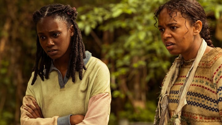 L-R: Nia Sondaya as Teen Akilah and Silvana Estifanos as Teen Britt in Yellowjackets, episode 3, season 3