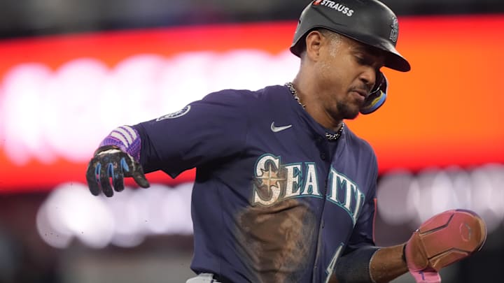 Julio Rodriguez homered in the Mariners' Game 7 loss to the Blue Jays. Julio Rodriguez homered in the Mariners' Game 7 loss to the Blue Jays.