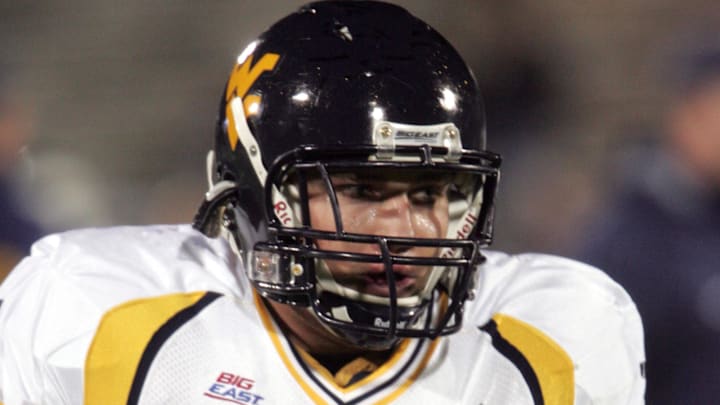 Oct 20, 2006; East Hartford, CT, USA; West Virginia Mountaineers running back (35) Owen Schmitt warms up pre-game against the Connecticut Huskies at Rentschler Field. Mandatory Credit: David Butler II-Imagn Images Copyright © David Butler II
Oct 20, 2006; East Hartford, CT, USA; West Virginia Mountaineers running back (35) Owen Schmitt warms up pre-game against the Connecticut Huskies at Rentschler Field. Mandatory Credit: David Butler II-Imagn Images Copyright © David Butler II