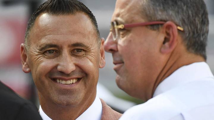 Sep 9, 2023; Tuscaloosa, Alabama, USA; Texas Longhorns head coach Steve Sarkisian talks with UT Athletic Director Chris Del Conte before the game with Alabama at Bryant-Denny Stadium. Mandatory Credit: Gary Cosby Jr. -Imagn Images Sep 9, 2023; Tuscaloosa, Alabama, USA; Texas Longhorns head coach Steve Sarkisian talks with UT Athletic Director Chris Del Conte before the game with Alabama at Bryant-Denny Stadium. Mandatory Credit: Gary Cosby Jr. -Imagn Images