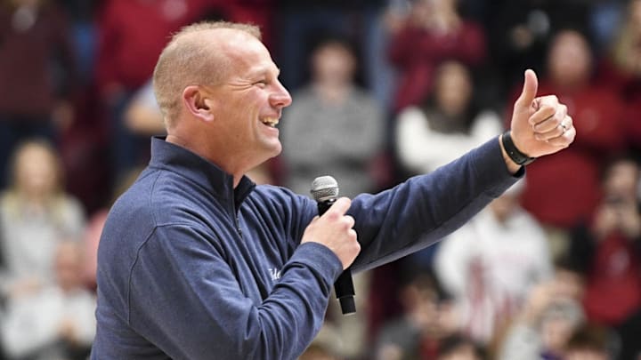 Jan 16, 2024; Tuscaloosa, Alabama, USA; New Alabama head football coach Kalen DeBoer is introduced