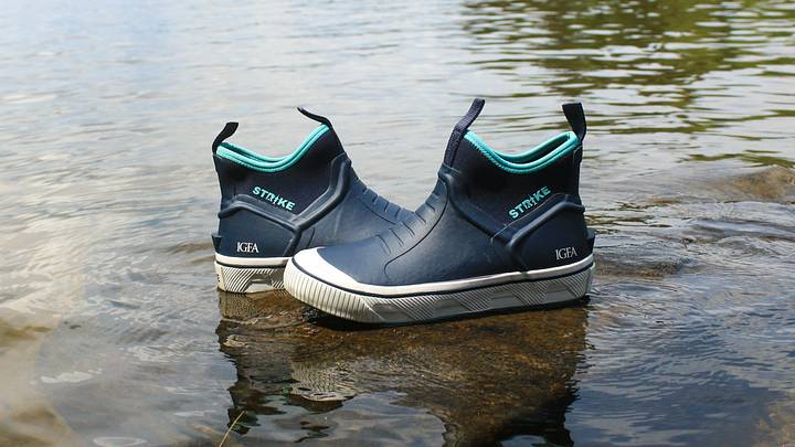 The Strike Bigeye Boot keeps an angler's feet dry and comfy when casting a line. The Strike Bigeye Boot keeps an angler's feet dry and comfy when casting a line.
