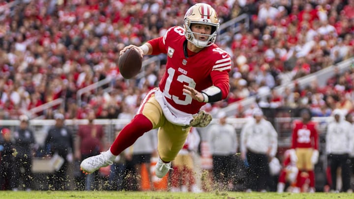 November 17, 2024; Santa Clara, California, USA; San Francisco 49ers quarterback Brock Purdy (13) runs the football against the Seattle Seahawks during the first quarter at Levi's Stadium. Mandatory Credit: Kyle Terada-Imagn Images November 17, 2024; Santa Clara, California, USA; San Francisco 49ers quarterback Brock Purdy (13) runs the football against the Seattle Seahawks during the first quarter at Levi's Stadium. Mandatory Credit: Kyle Terada-Imagn Images
