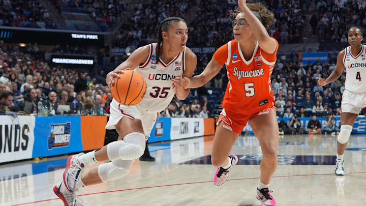 UConn guard Azzi Fudd had a big game in her last Huskies home matchup against Syracuse in the second round of the NCAA tournament.