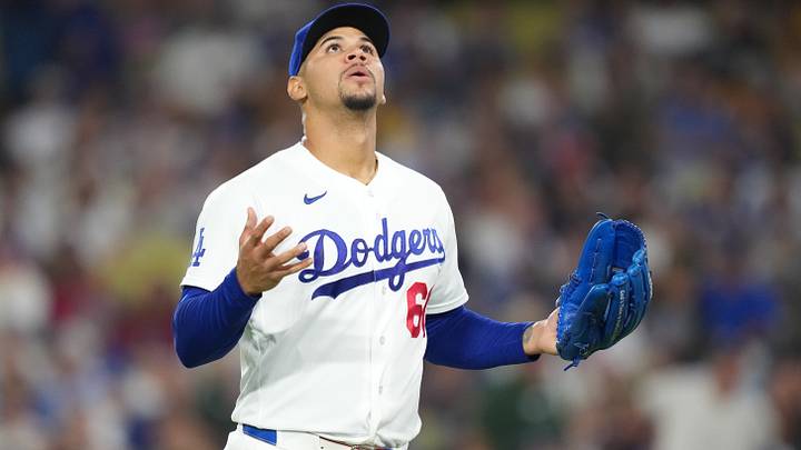 Sep 3, 2026; Los Angeles, California, USA; Los Angeles Dodgers pitcher Edgardo Henriquez (60) reacts after the top of the sixth inning against the St. Louis Cardinals at Dodger Stadium. Mandatory Credit: Kirby Lee-Imagn Images Sep 3, 2026; Los Angeles, California, USA; Los Angeles Dodgers pitcher Edgardo Henriquez (60) reacts after the top of the sixth inning against the St. Louis Cardinals at Dodger Stadium. Mandatory Credit: Kirby Lee-Imagn Images