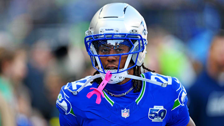 Nov 30, 2025; Seattle, Washington, USA; Seattle Seahawks wide receiver Rashid Shaheed (22) warms up before the game against the Minnesota Vikings at Lumen Field. Nov 30, 2025; Seattle, Washington, USA; Seattle Seahawks wide receiver Rashid Shaheed (22) warms up before the game against the Minnesota Vikings at Lumen Field.