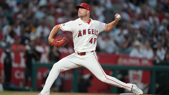 Sep 2, 2026; Anaheim, California, USA; Los Angeles Angels pitcher Reid Detmers (48) throws a pitch against the New York Yankees during the sixth inning at Angel Stadium. Mandatory Credit: Kirby Lee-Imagn Images Sep 2, 2026; Anaheim, California, USA; Los Angeles Angels pitcher Reid Detmers (48) throws a pitch against the New York Yankees during the sixth inning at Angel Stadium. Mandatory Credit: Kirby Lee-Imagn Images