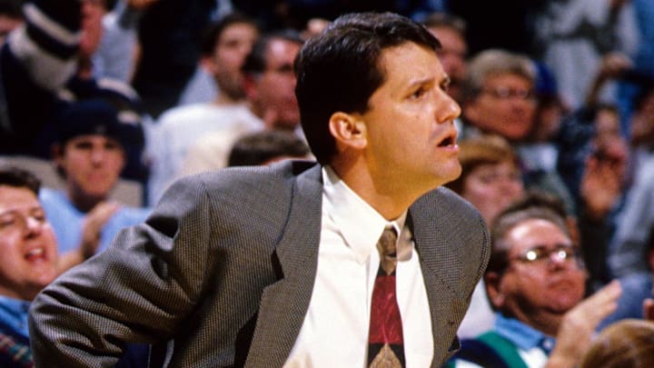Former UMass and New Jersey Nets coach John Calipari on the sidelines.