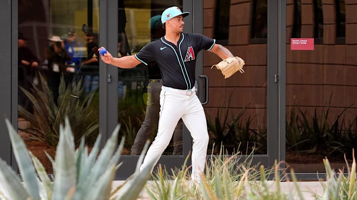 Arizona Diamondbacks pitcher Justin Martinez during spring training workouts at Salt River Fields at Talking Stick on Feb. 14, 2025, in Scottsdale. Arizona Diamondbacks pitcher Justin Martinez during spring training workouts at Salt River Fields at Talking Stick on Feb. 14, 2025, in Scottsdale.