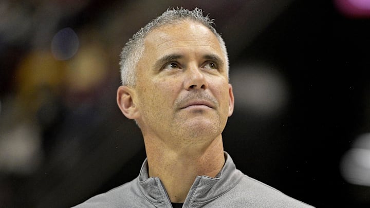 Mar 9, 2024; Tallahassee, Florida, USA; Florida State Seminoles head football coach Mike Norvell accepts the Bear Bryant coach of the Year award during a media timeout of a basketball game against the Miami Hurricanes at Donald L. Tucker Center. Mandatory Credit: Melina Myers-Imagn Images Mar 9, 2024; Tallahassee, Florida, USA; Florida State Seminoles head football coach Mike Norvell accepts the Bear Bryant coach of the Year award during a media timeout of a basketball game against the Miami Hurricanes at Donald L. Tucker Center. Mandatory Credit: Melina Myers-Imagn Images