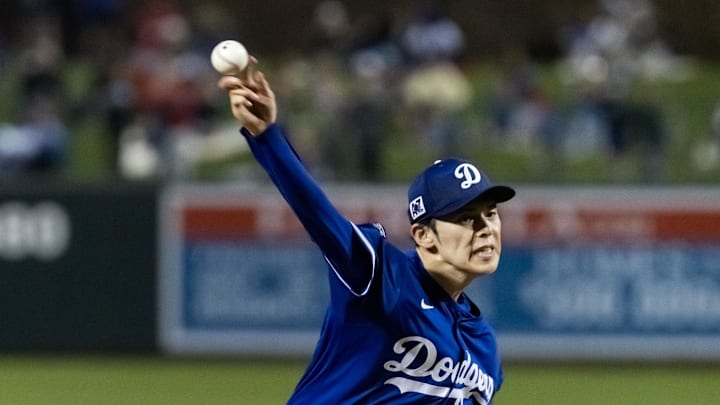 Los Angeles Dodgers pitcher Roki Sasaki against the Cincinnati Reds during a spring training game at Camelback Ranch-Glendale on March 4.
