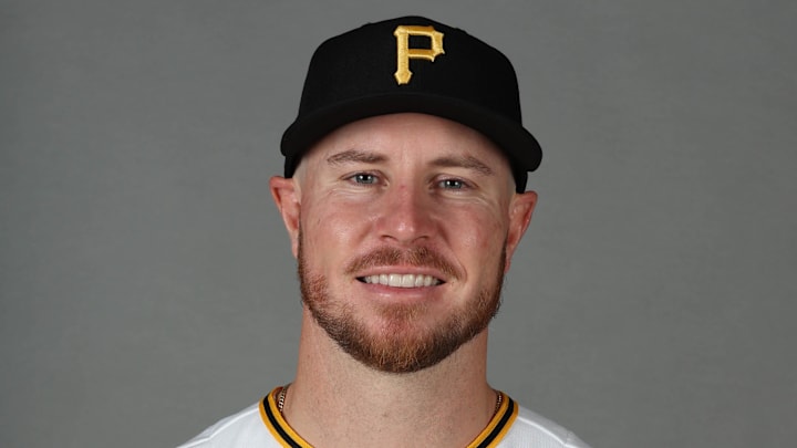 Feb 18, 2026; Bradenton, FL, USA; Pittsburgh Pirates first baseman Ryan O'Hearn (29) poses for a photo during media day at Pirate City. Mandatory Credit: Kim Klement Neitzel-Imagn Images