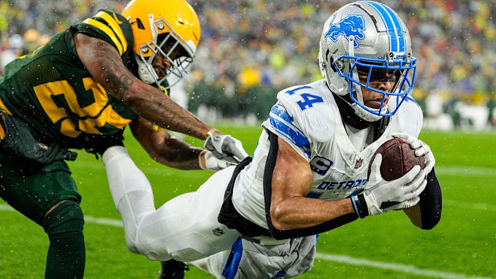 Detroit Lions wide receiver Amon-Ra St. Brown (14). Detroit Lions wide receiver Amon-Ra St. Brown (14).