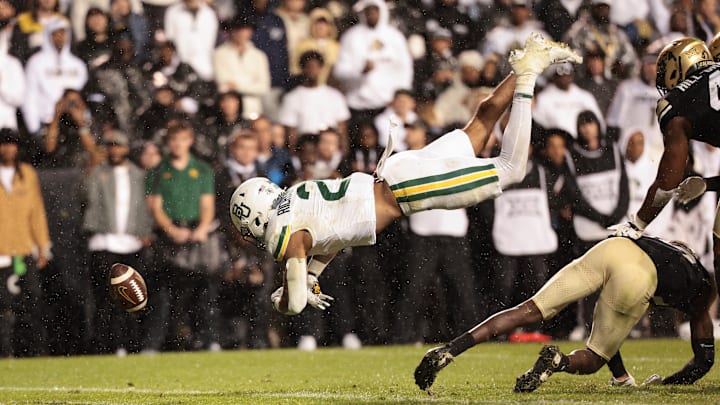 The receiving end of the game-ending play by Travis Hunter forcing the football out of the arms of Baylor RB Domenic Robertson on the goal line.