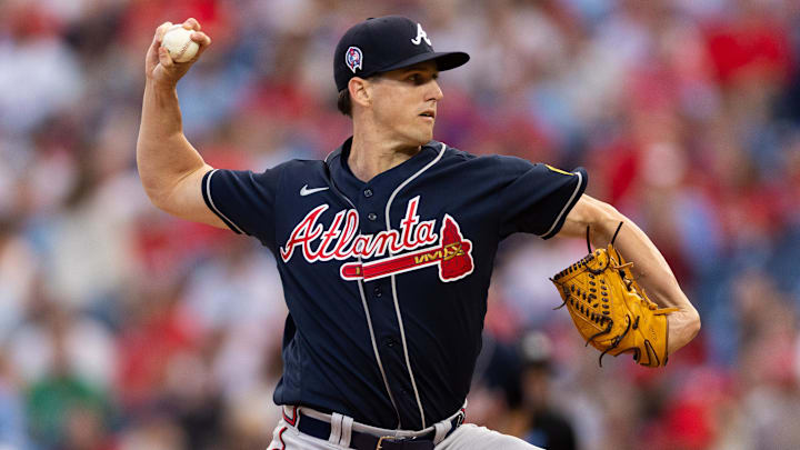 Atlanta Braves starting pitcher Kyle Wright (30) throws a pitch during the first inning against the Philadelphia Phillies at Citizens Bank Park in Philadelphia on Sept. 11, 2023.