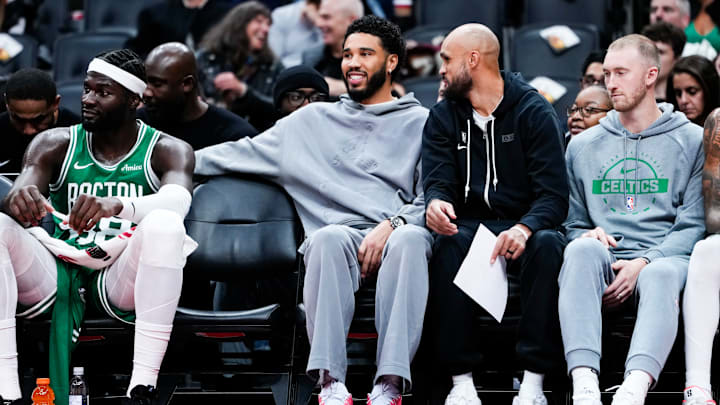 Jayson Tatum, Derrick White, Boston Celtics v Toronto Raptors Jayson Tatum, Derrick White, Boston Celtics v Toronto Raptors
