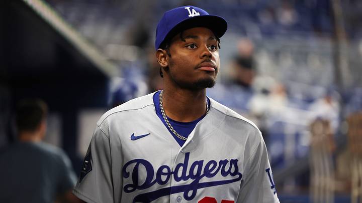 Sep 12, 2026; Miami, Florida, USA; Los Angeles Dodgers right fielder Josue de Paula (95) walks through the dugout before the Los Angeles Dodgers against the Miami Marlins at loanDepot Park. Mandatory Credit: Isabella Frias-Imagn Images Sep 12, 2026; Miami, Florida, USA; Los Angeles Dodgers right fielder Josue de Paula (95) walks through the dugout before the Los Angeles Dodgers against the Miami Marlins at loanDepot Park. Mandatory Credit: Isabella Frias-Imagn Images