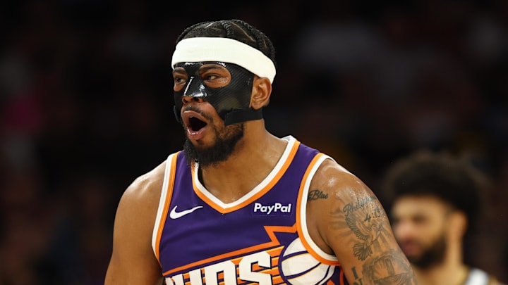 Mar 24, 2026; Phoenix, Arizona, USA; Phoenix Suns guard Jordan Goodwin (23) against the Denver Nuggets in the second half at Mortgage Matchup Center. Mandatory Credit: Mark J. Rebilas-Imagn Images Mar 24, 2026; Phoenix, Arizona, USA; Phoenix Suns guard Jordan Goodwin (23) against the Denver Nuggets in the second half at Mortgage Matchup Center. Mandatory Credit: Mark J. Rebilas-Imagn Images