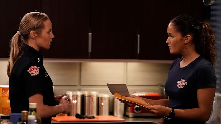 STATION 19 - ÒGet it All OutÓ - Emotions boil over at the station as the team chafes against TheoÕs leadership style. Carina enlists Ben and Maya to help her with a patient in an uncomfortable position. Natasha and SullivanÕs relationship hits a roadblock. THURSDAY, APRIL 13 (8:00-9:00 p.m. EDT), on ABC. (ABC/James Clark)
DANIELLE SAVRE, JAINA LEE ORTIZ