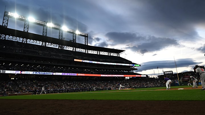 Apr 8, 2019; Denver, CO, USA; General wide view of Coors Field during the third inning between the Atlanta Braves against the Colorado Rockies.