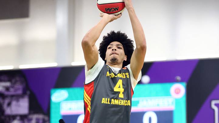 Mar 30, 2026; Goodyear, AZ, USA; Tyran Stokes during the McDonalds All American Jam Fest at Millennium High School. Mandatory Credit: Mark J. Rebilas-Imagn Images Mar 30, 2026; Goodyear, AZ, USA; Tyran Stokes during the McDonalds All American Jam Fest at Millennium High School. Mandatory Credit: Mark J. Rebilas-Imagn Images