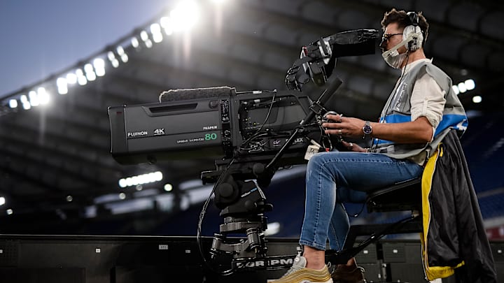 A tv camera is seen during the Coppa Italia final football A tv camera is seen during the Coppa Italia final football