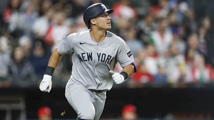 Aug 29, 2025; Chicago, Illinois, USA; New York Yankees shortstop Anthony Volpe (11) rounds the bases after hitting a two-run home run against the Chicago White Sox during the seventh inning at Rate Field. Mandatory Credit: Kamil Krzaczynski-Imagn Images Aug 29, 2025; Chicago, Illinois, USA; New York Yankees shortstop Anthony Volpe (11) rounds the bases after hitting a two-run home run against the Chicago White Sox during the seventh inning at Rate Field. Mandatory Credit: Kamil Krzaczynski-Imagn Images