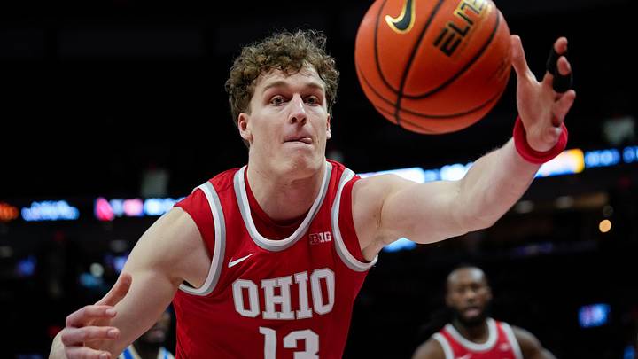 Ohio State Buckeyes center Christoph Tilly (13) attempts to save the ball from going out of bounds in the second half at Value City Arena on Saturday, Jan. 17, 2026 in Columbus, Ohio. Ohio State Buckeyes center Christoph Tilly (13) attempts to save the ball from going out of bounds in the second half at Value City Arena on Saturday, Jan. 17, 2026 in Columbus, Ohio.