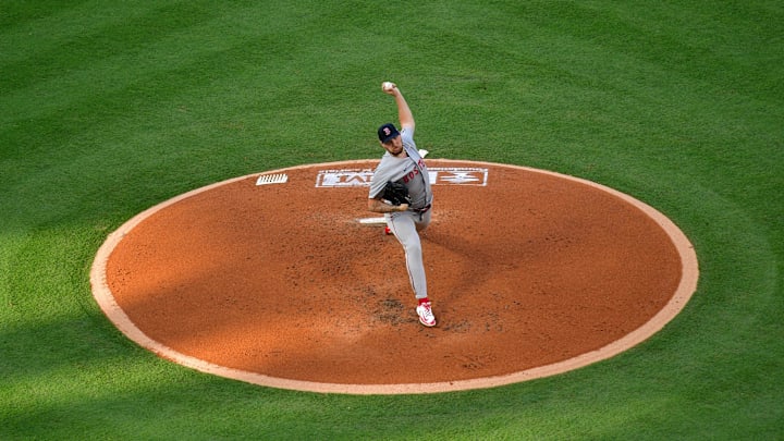 Jun 24, 2025; Anaheim, California, USA; Boston Red Sox pitcher Garrett Crochet (35) throws against the Los Angeles Angels during the second inning at Angel Stadium. Mandatory Credit: Gary A. Vasquez-Imagn Images Jun 24, 2025; Anaheim, California, USA; Boston Red Sox pitcher Garrett Crochet (35) throws against the Los Angeles Angels during the second inning at Angel Stadium. Mandatory Credit: Gary A. Vasquez-Imagn Images
