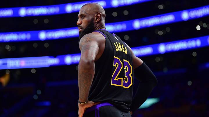 Los Angeles Lakers forward LeBron James (23) during the second half in game four of the second round of the 2026 NBA Playoffs at Crypto.com Arena. Mandatory Credit: Gary A. Vasquez-Imagn Images