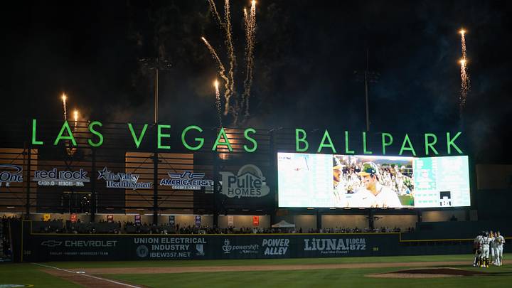 Jun 12, 2026; Summerlin, Nevada, USA; The Athletics celebrate after defeating the Colorado Rockies at the Las Vegas Ballpark. Mandatory Credit: Lucas Peltier-Imagn Images Jun 12, 2026; Summerlin, Nevada, USA; The Athletics celebrate after defeating the Colorado Rockies at the Las Vegas Ballpark. Mandatory Credit: Lucas Peltier-Imagn Images