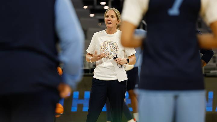 Mar 26, 2026; Fort Worth, TX, USA; North Carolina Tar Heels head coach Courtney Banghart during a practice session ahead of theÊFort Worth Regional of the women's 2026 NCAA Tournament at Dickies Arena. Mandatory Credit: Chris Jones-Imagn Images Mar 26, 2026; Fort Worth, TX, USA; North Carolina Tar Heels head coach Courtney Banghart during a practice session ahead of theÊFort Worth Regional of the women's 2026 NCAA Tournament at Dickies Arena. Mandatory Credit: Chris Jones-Imagn Images