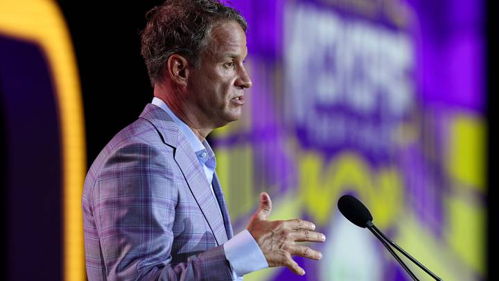 Jul 23, 2026; Tampa, FL, USA; LSU Tigers head coach Lane Kiffin speaks to the press during SEC Football Kickoff Media Day at the Tampa Marriott. Mandatory Credit: Nathan Ray Seebeck-Imagn Images Jul 23, 2026; Tampa, FL, USA; LSU Tigers head coach Lane Kiffin speaks to the press during SEC Football Kickoff Media Day at the Tampa Marriott. Mandatory Credit: Nathan Ray Seebeck-Imagn Images