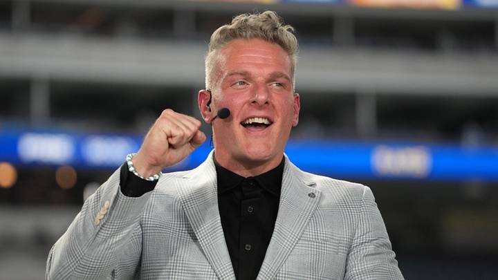 Pat McAfee on the ESPN Monday Night Countdown set at SoFi Stadium. Pat McAfee on the ESPN Monday Night Countdown set at SoFi Stadium.