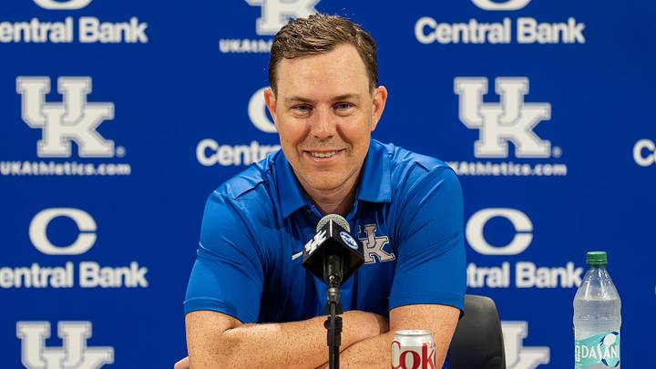 Kentucky head football coach Will Stein speaks during a news conference before the start of fall camp in Lexington, Ky., on Aug. 3, 2026. Stein discussed the Wildcats' offseason preparation and the start of preseason practice. Kentucky head football coach Will Stein speaks during a news conference before the start of fall camp in Lexington, Ky., on Aug. 3, 2026. Stein discussed the Wildcats' offseason preparation and the start of preseason practice.