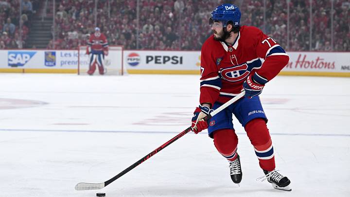 May 27, 2026; Montreal, Quebec, CAN; Montreal Canadiens center Kirby Dach (77) skates with the puck against the Carolina Hurricanes during the first period in game four of the Eastern Conference Final of the 2026 Stanley Cup Playoffs at Bell Centre. Mandatory Credit: David Kirouac-Imagn Images May 27, 2026; Montreal, Quebec, CAN; Montreal Canadiens center Kirby Dach (77) skates with the puck against the Carolina Hurricanes during the first period in game four of the Eastern Conference Final of the 2026 Stanley Cup Playoffs at Bell Centre. Mandatory Credit: David Kirouac-Imagn Images